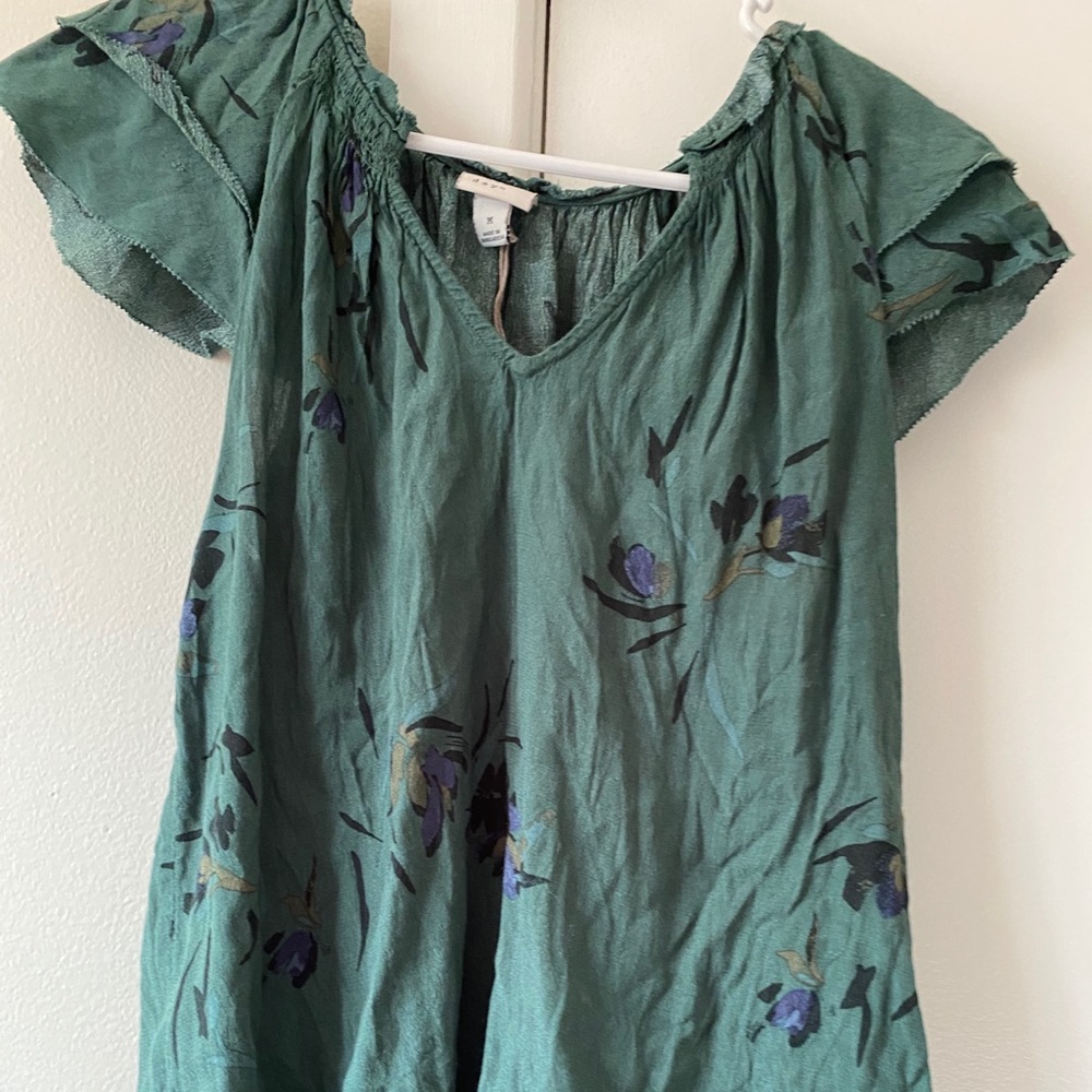 Green Flower Blouse